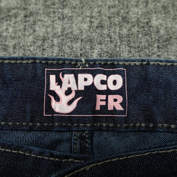 Lapco Fr Jeans Womens 16 Blue Workwear Contoured Waistband Mid Rise Boot Cut - Picture 3 of 14